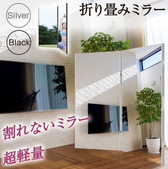 #2055 軽折り畳み鏡160x60x2 金