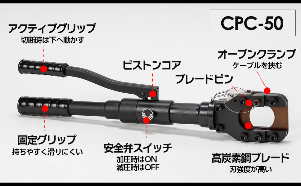 #1839 油圧ケーブルカッター Φ50mm (油圧ケーブルカッターCPC-50)