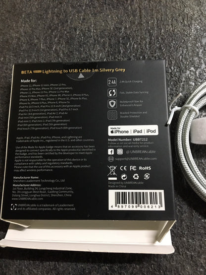 D009　　UNBREAKcable iPhone 充電ケーブル 1M MFi　★