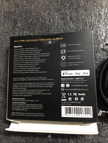 D009　　UNBREAKcable iPhone 充電ケーブル 1M MFi　★