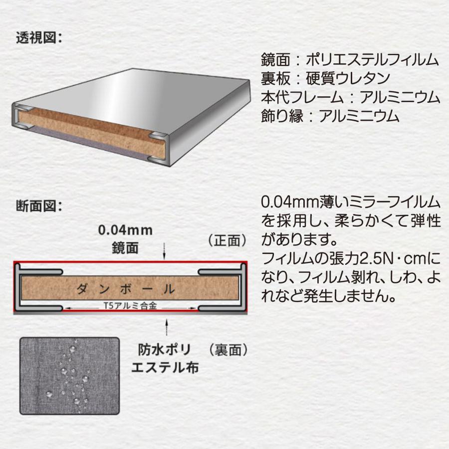 #1631 軽ドア掛け鏡150cmx40cm銀