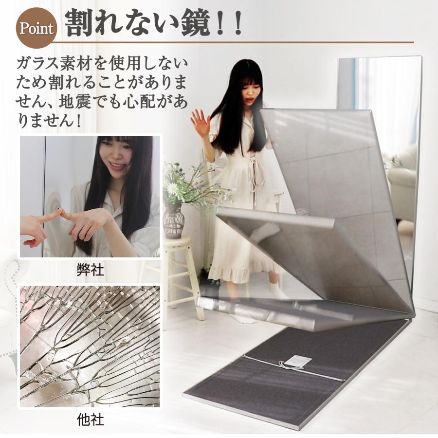 #2104 軽壁掛け鏡160x100木目＋キャスタ大
