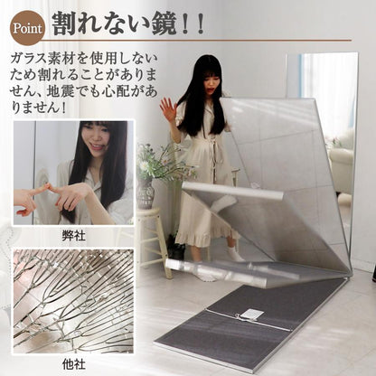 #2732 軽スタンド鏡100x160木