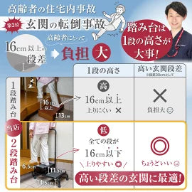 #3025　手すり付踏み台２段（樹脂）