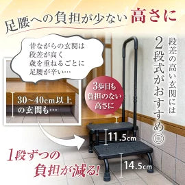 #3025　手すり付踏み台２段（樹脂）
