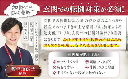 #3025　手すり付踏み台２段（樹脂）