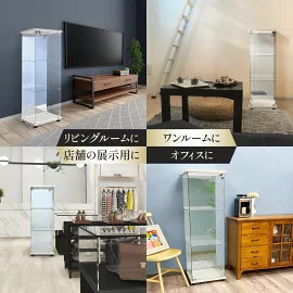 #3017　(ミラー付)片扉ケース3段白