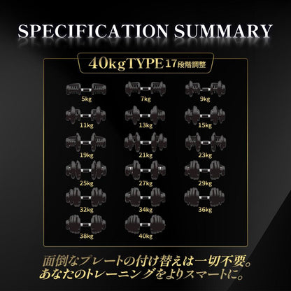 #2883 可変式ダンベル2.0AB40 新型24kg　オールブラック　単品