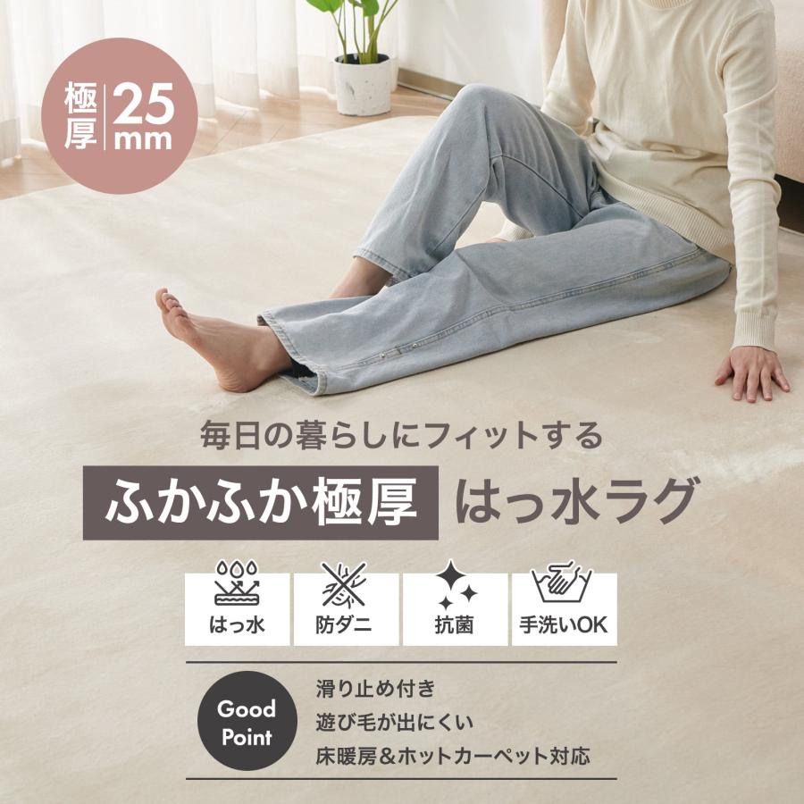 #3114 撥水ラグGG130185 130cm×185cm　ライトグレー