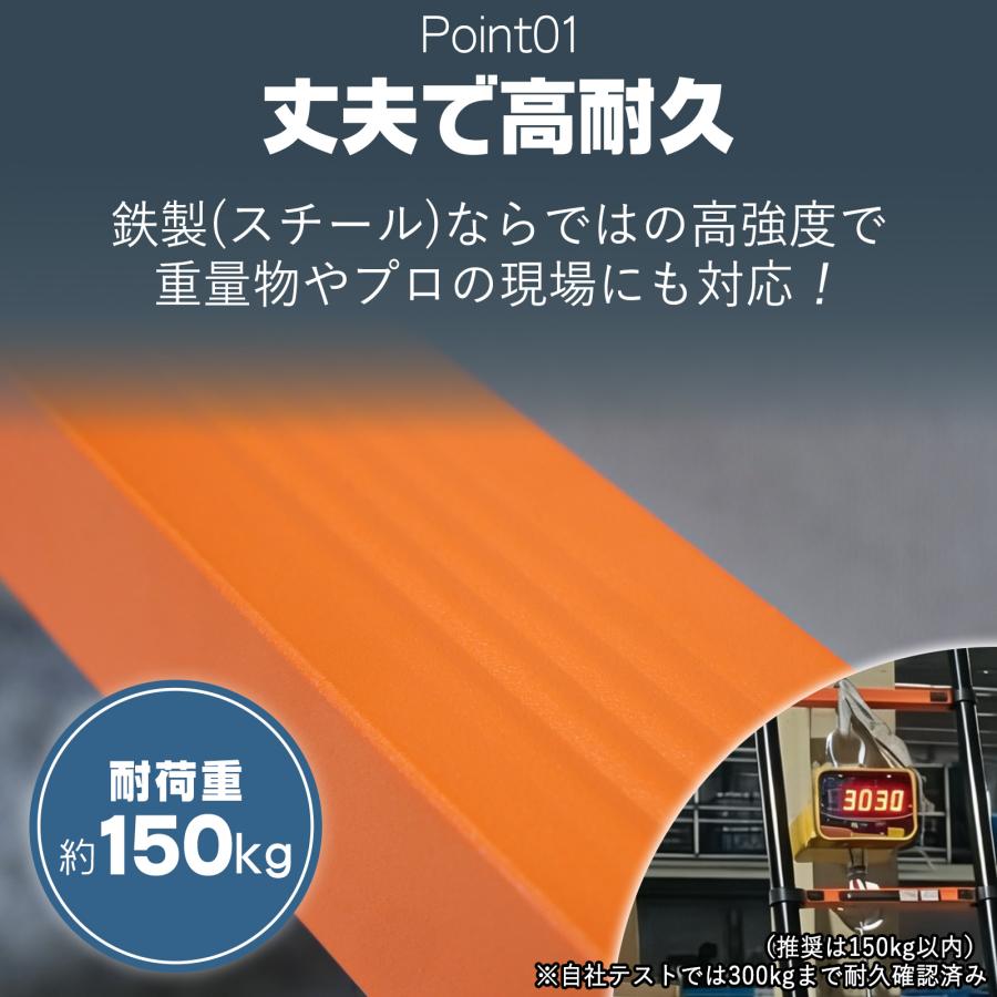 #2854 スチールはしご3.9ｍ  オレンジ