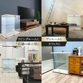 #3019　(ミラー付)両扉ケース2段白