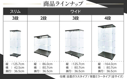 #3020　(ミラー付)両扉ケース2段黒