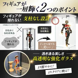 #1815 片扉ガラスケース3段白片扉全面ガラス　3段　ホワイト